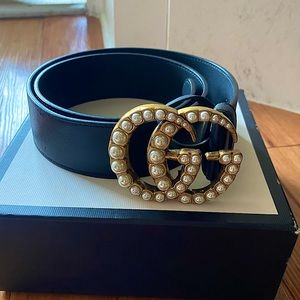 Pearl Gucci Large Belt size 75/30 double G Pearl buckle